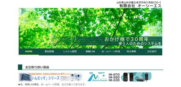 オーシーエス公式HPキャプチャ